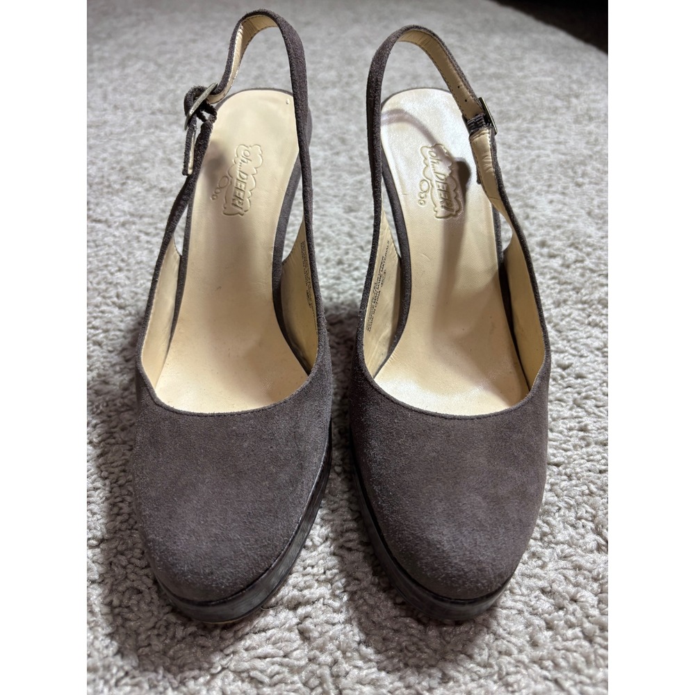 Oh...DEER! Katherine Dark Brown Suede Slingback‎ Platform Heels Red Bottoms 7M